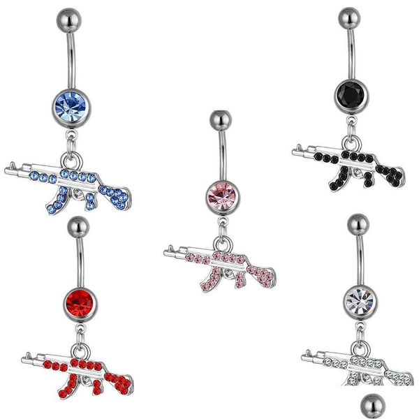

navel bell button rings d0081 gun belly ring mix colors drop delivery jewelry body dhgarden dhh76, Silver