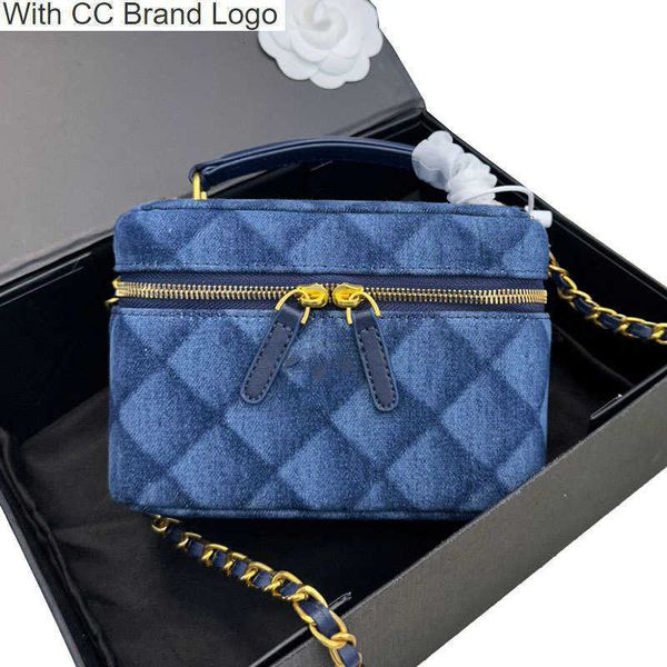 

luxury cc shoulder bags classic qulited matelasse mini box bags crossbody bag adjustable shoulder strap bag luxury designer deep blue denim