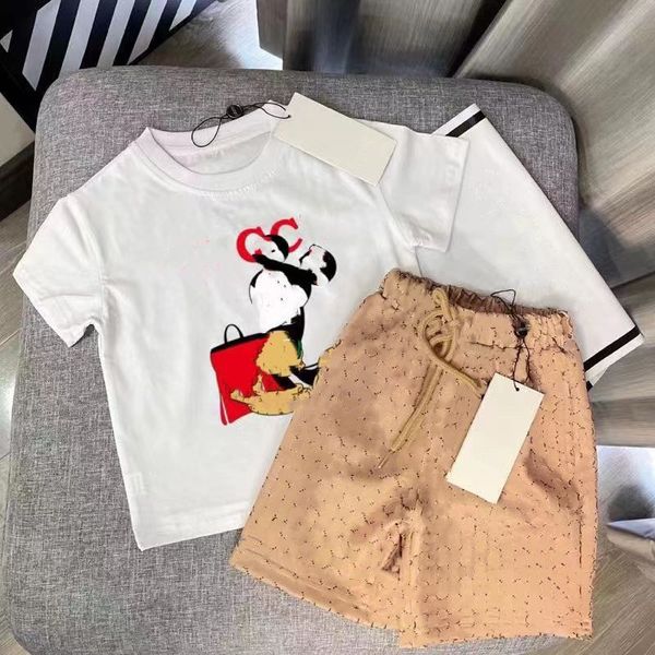 

new luxury clothing sets logo designer baby boy girls t-shirt pants two-piec 2-11years olde suit kids brand childrens 2pcs cotton clothing s, White