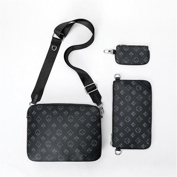 

luxurys men's bag checkerboard shoulder women messenger handbag three-in-one mahjong wallets combination three-piece small sq228r