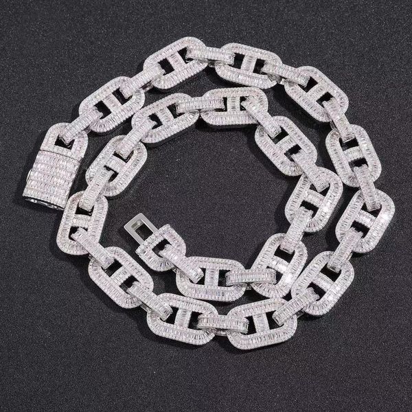 

custom hip hop fine jewelry necklace bracelet iced out diamond cuban link chain, Silver