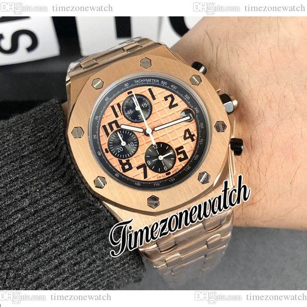 

3a amf new miyota quartz chronograph mens watch gold texture dial black inner rose gold case ss bracelet satch 42mm new watches twbe timezon, Slivery;brown