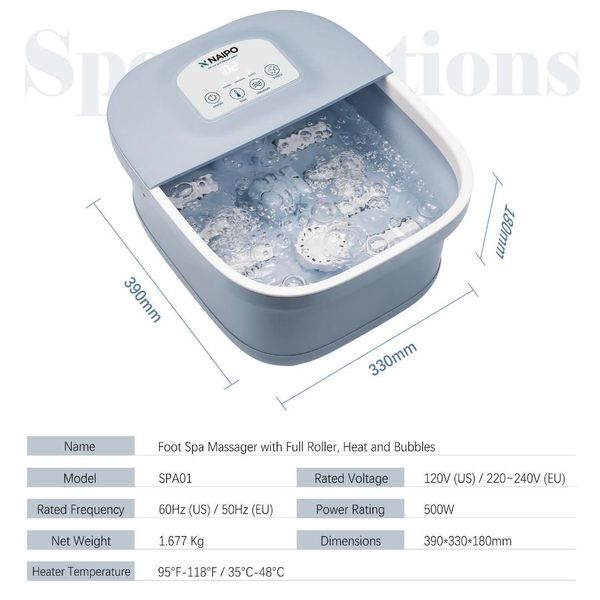 

deep rolling kneading therapy massager with rollers to relieve feet muscle pain, fast heating foot soaker bath basin