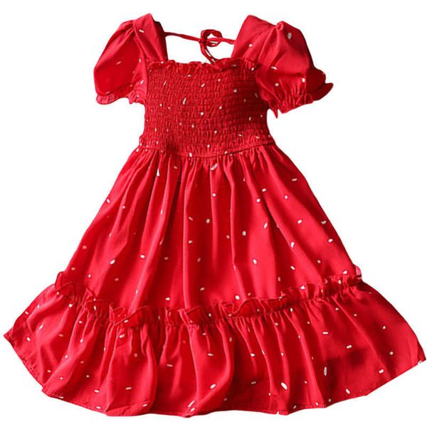 

girl's dresses baby girl summer bohemia dot flower short sleeve dress children kids girl's beach wear vestidos dresses for 2 4 6 7, Red;yellow