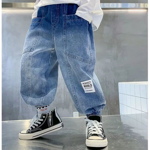 

jeans boys girls cool jeans spring and autumn trousers korean casual loose pants children's clothing summer pants 230223, Blue