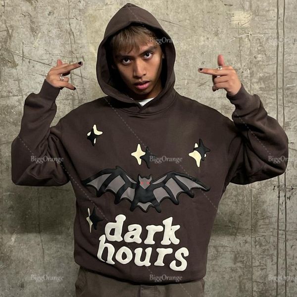 

men s hoodies sweatshirts gothic foam printed pullover y2k street hip hop retro plus size couple loose joker coat 230223, Black