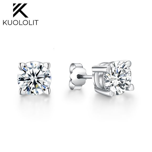 

stud kuololit earrings for women solid 925 sterling silver heart prong 2ctw brillant cut d vvs1 diamonds ready to ship usa 230223, Golden;silver