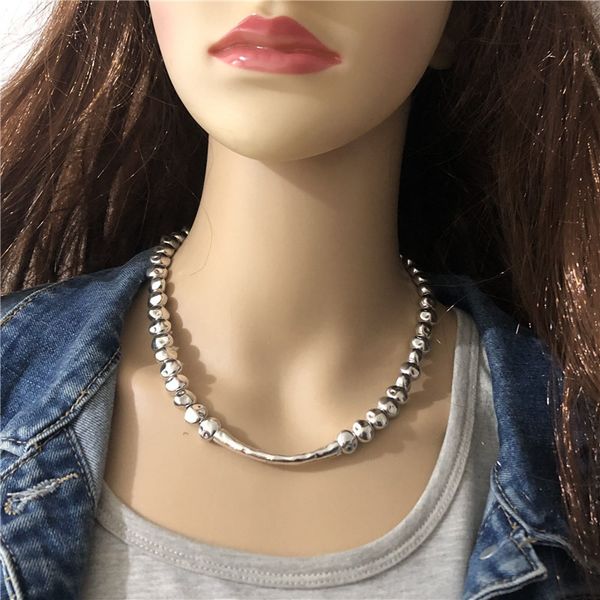 

pendant necklaces anslow fashion jewelry creative retro design beads statement necklace for women rope line accessory sweater chain low0050a, Silver