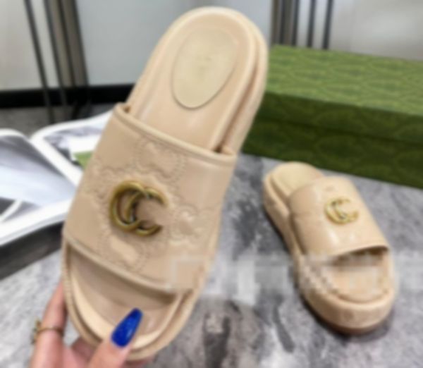 

2023 fashion woman slippers beach thick bottom slippers platform women shoes alphabet lady sandals leather high heel slippers, Black