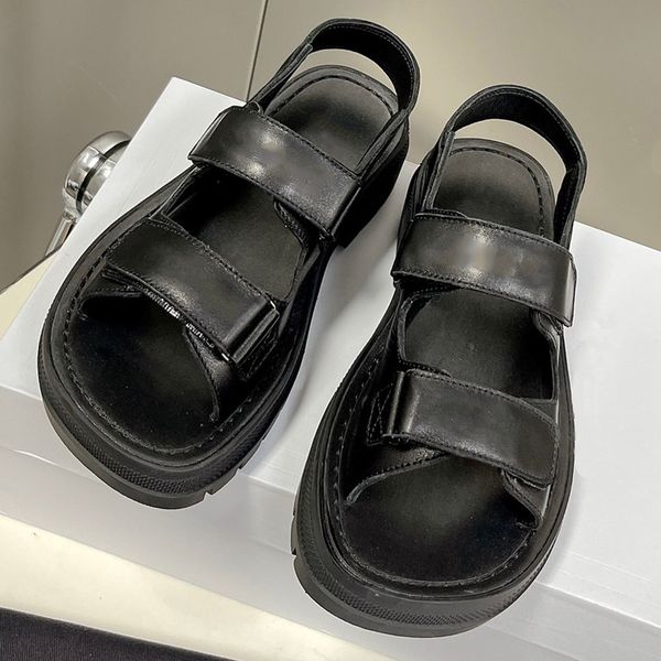 

black sandal in calfskin signature debossed on the scratches chunky lug rubber outsole with diamond pattern designer sandals holiday beach s