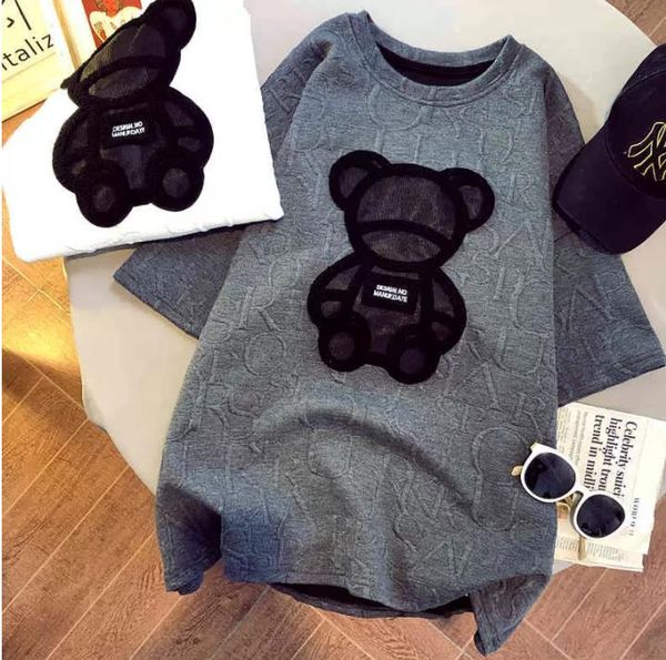 

23sswomen's t-shirts harajuku girls plus size letter jacquard o-neck short sleeves loose summer tshirt bear white tees