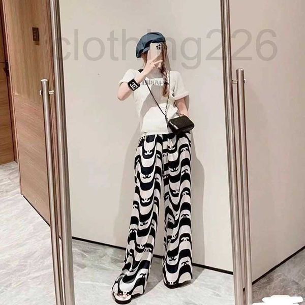 

designer fall fashion women's pants loose and comfortable wide legs back printing spiral simple outdoor leisure simples breathable zgs7, Black;white