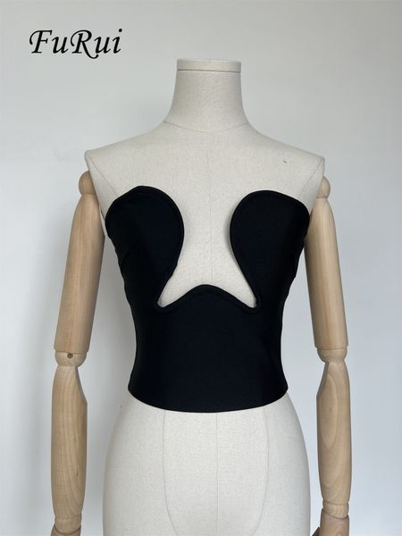

women's tanks camis furui 2023 star fashion black vneck strapless short bandage crop vest in stock within 24 hours 230222, White