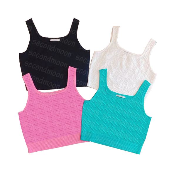 

women crop tees knitting vest summer sport tank letter jacquard designer vests bra, White