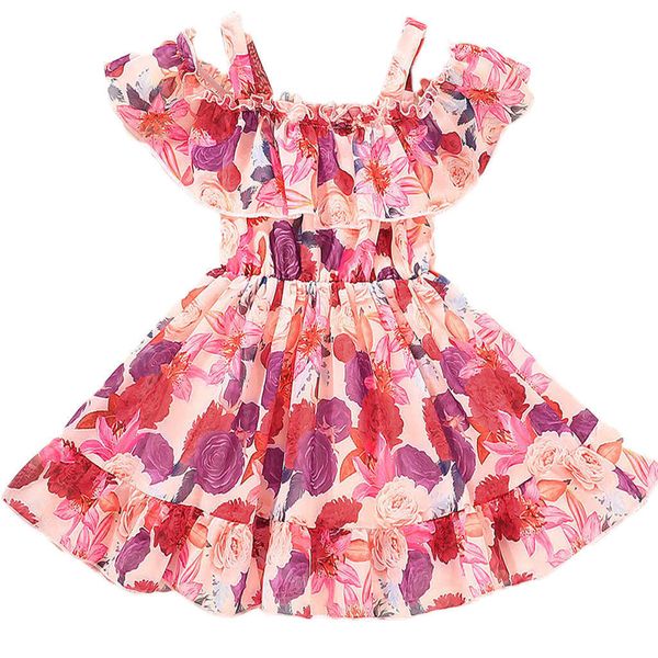 

girl's dresses baby girsl summer chiffon flower dresses toddler kids fancy normal dress clothes beach wear children clothing for 1 2 3, Red;yellow