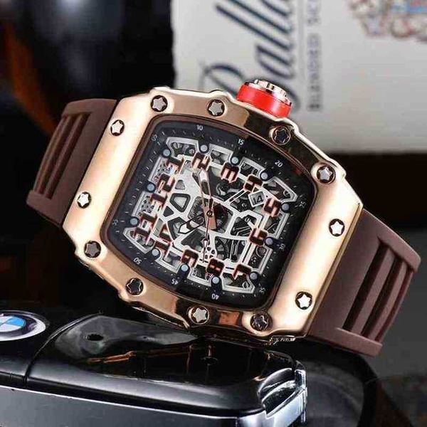

luxury mens mechanics watch richa casual millerwatch sport womens fashion woman calendar silicone wristwatch selling nskm, Black;brown