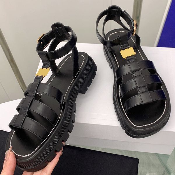 

popular black cow leather womens designer sandals summer net red star same classic vintage fashion holiday beach sandals square toe upper wi