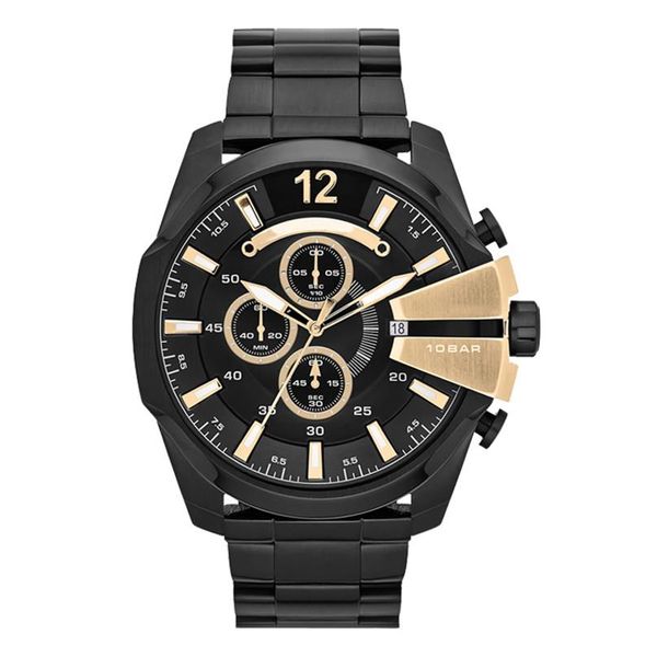 

fashion brand men big case mutiple dials stainless steel band date quartz wrist watch 4338288m, Slivery;brown