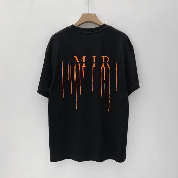 

mens women designers t-shirts polos chest letter shirt luxurys clothing street women's t-shirt orange speckle graffiti letter round ne, White;black