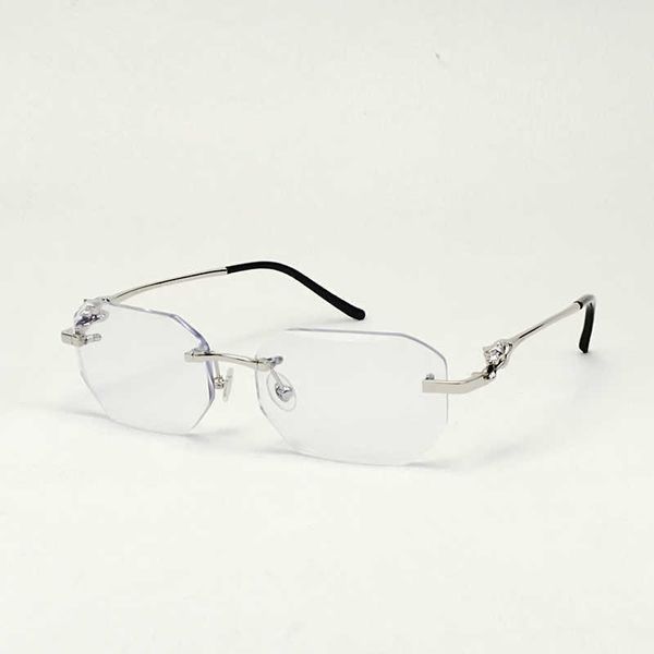 

vintage pchromi lens diamond cut rimless sunglasses men leopard women retro shades goggles clear glasses with case new fashion factory sun g, White;black