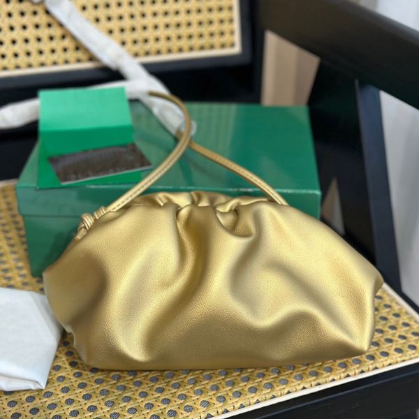 

plain cloud bag handbag pouch women shoulder bags internal letter printing genuine leather hasp clip purse glossy leather women clutch handb