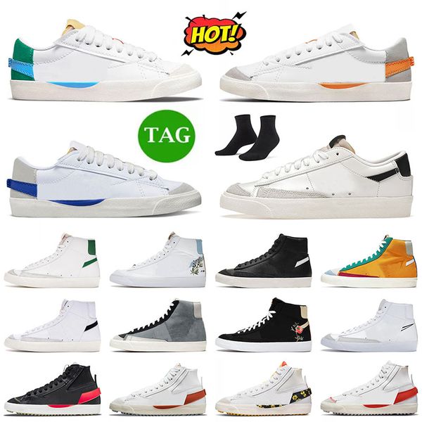 

2023 blazers mid 77 vintage blazer low jumbo women casual shoes white black catechu multi suede city pride pine green white indigo mens trai, White;red