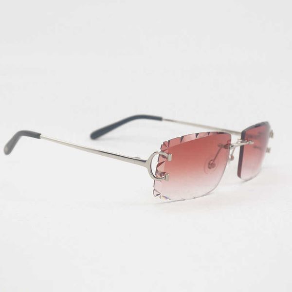 

vintage diamond cutting rimless sunglasses men c wire eyewear women clear glasses metal frame new fashion factory sun glasses 70%off epzt, White;black