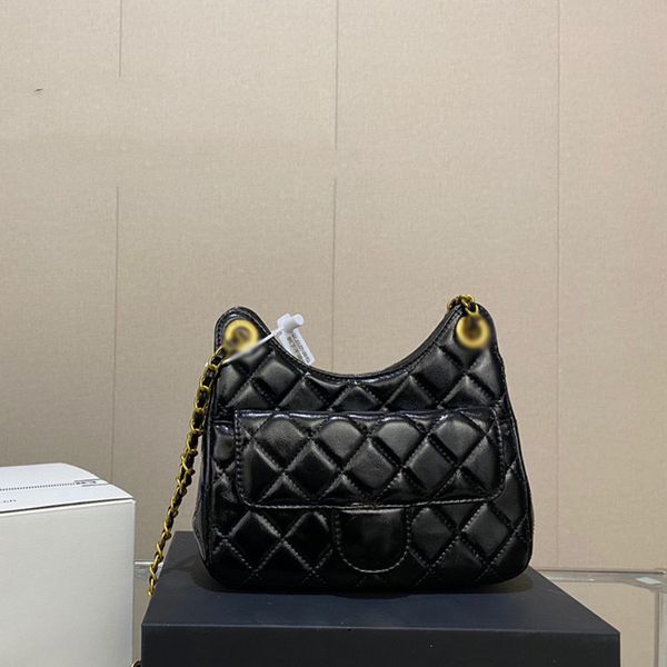 

23c womens oil wax leather croissant hobo bags 5 colors mini classic quilted handbags coin charm gold metal hardware matelasse chain crossbo