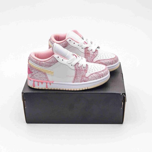 

1 low paint drip (gs) kids sports shoes 1s arctic punch pale vanilla white girls boys children students sneakers cw7104-601 us size 8c-3y eu, Black