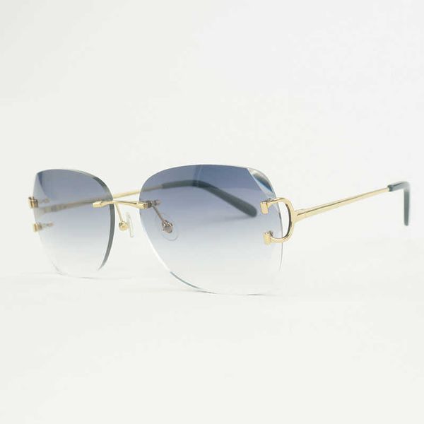 

vintage rimless c wire sunglasses men oversize eyewear for summer diamond cutting glasses metal frame new fashion factory sun glasses 70%off, White;black