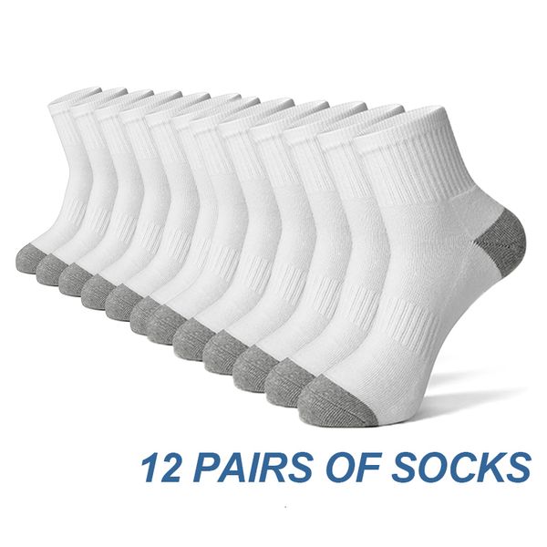 

men's socks 6/12 pairs men's cotton running crew socks middle tube casual breathable sports socks for men and women soft sock 2302, Black