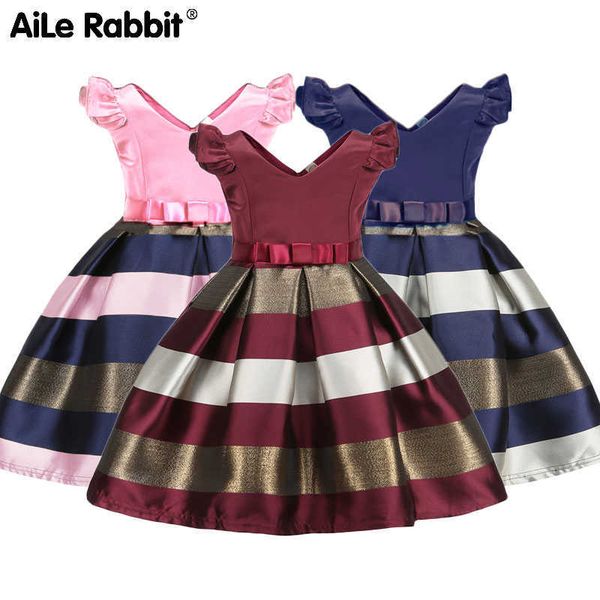 

girl's dresses aile rabbit dresses for girls europe summer girls dress stripes cuhk child girl clothes princess prom dress 210 years 3, Red;yellow