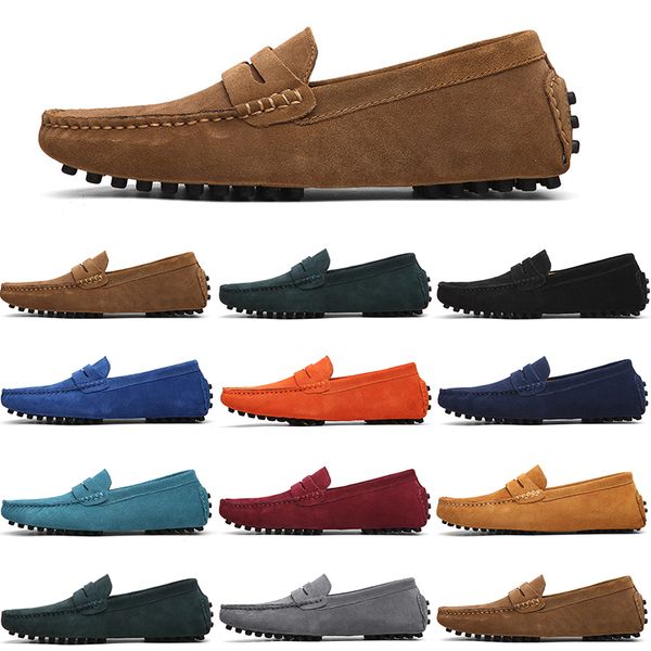

men casual shoes mens slip on lazy suede leather shoe big size 38-47, Black