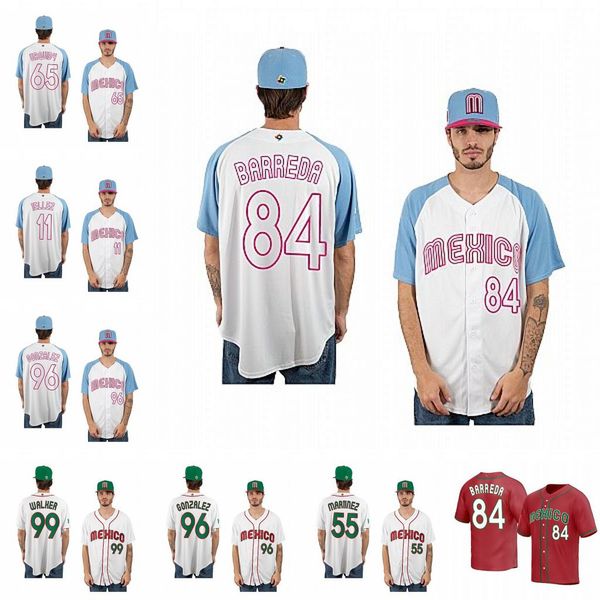

manny barreda mexico 2023 world baseball jersey randy arozarena austin barnes jojo romero rowdy tellez jarren duran taijuan walker alan trej, Blue;black
