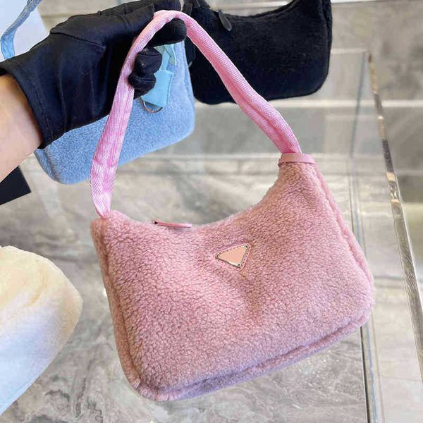 

pbag triangle shopping bags totes prabag plush handbag designer women 5 solid color crossbody ladies clutches bridal wedding party purses