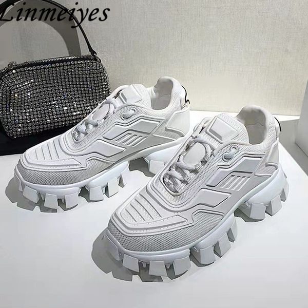 

dress shoes casual sneaker round toe lace up thick sole running mesh patchwork flat platform outdoors sports man 230223, Black