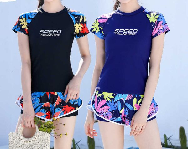

swimsuit nabomi 23 new women's split spring tourism holiday short sleeve swimwear, White;black