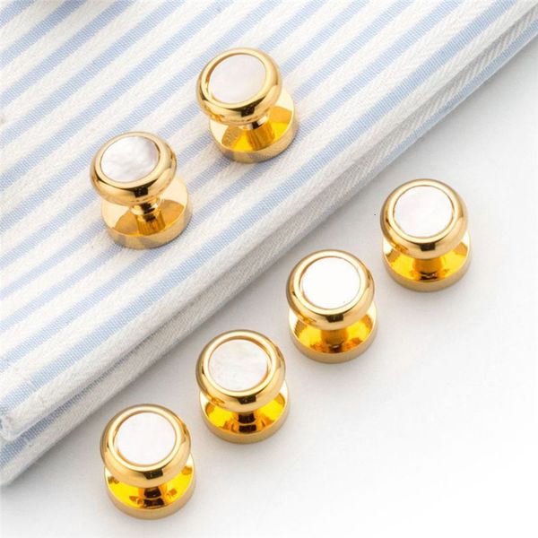 

cuff links round sea shell links set for mens tuxedo buckle shirt stud button brass wedding jewelry gifts z738 230223, Silver