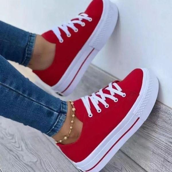 

dress shoes sneakers women pattern canvas shoe casual sport flat lace-up zapatillas mujer chaussure femme 230224, Black