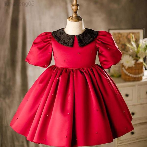 

girl's dresses baby spanish lolita princess ball gown short sleeve beading design wedding birthday party christening dress for girls ei, Red;yellow