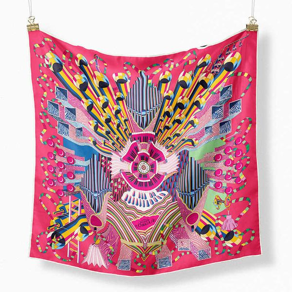 

twill silk scarf woman luxury printed square scarves bandana small hijab foulard lady tie headband 53cm neckerchief, Blue;gray