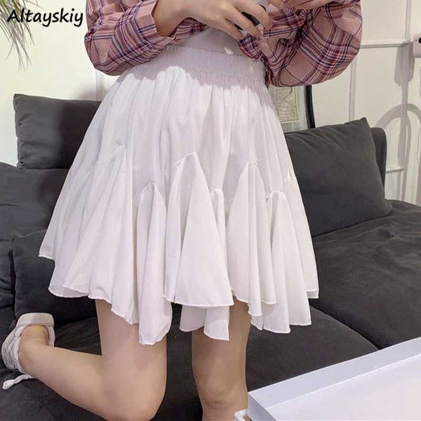 

skirts mini skirts women solid irregular hem ruffles korean style elegant chic slim trendy female bottom ulzzang popular ins summer l230224, Black