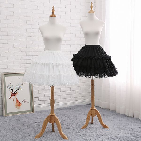

chiffon lace petticoat underskirt short women black petticoat wedding accessories, White