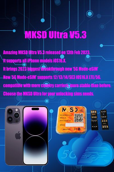 

mksd ultra 5g mode-esim ios16.x perfectly unlocking for ip14 13 qpe mode sprint at&t t-mobile spectrum cricket esim