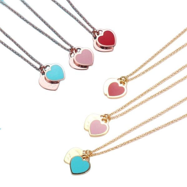 

tiff necklace 925 silver pendant necklaces female jewelry exquisite craftsmanship with official logo classic blue double heart 750 gold202a