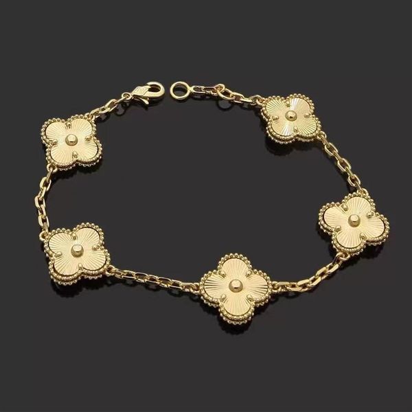 

designer design link chain bracelet four-leaf clover cleef bracelets womens fashion 18k gold bracelets jewelry301e, Black