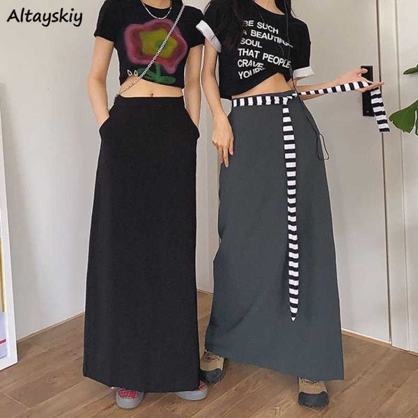 

skirts y2k vintage skirts women autumn street style pure teens faldas largas stylish slit-design chic friends harajuku high waist l230224, Black