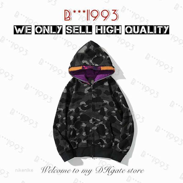 

shark full zip tiger mens hoodies jacket crafted designer men women color grid harajuku stylist sweatshirt fashion luminous co-branding camo, Black