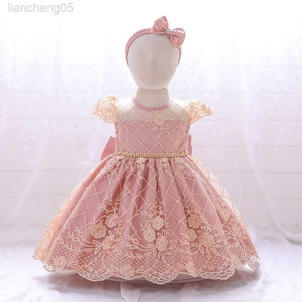 

girl's dresses infant baby wedding flower girl dress elegant bowknot lace princess come birthday party gown formal children's prom, Red;yellow
