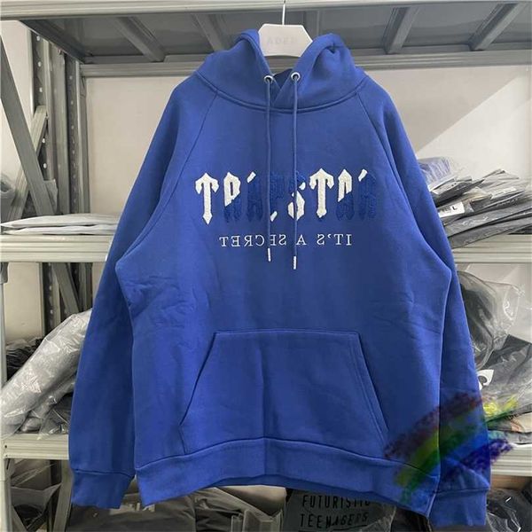 

h7a5 mens hoodies sweatshirts blue trapstar hoodie men women 1 version embroidered pullover clothes 220915, Black